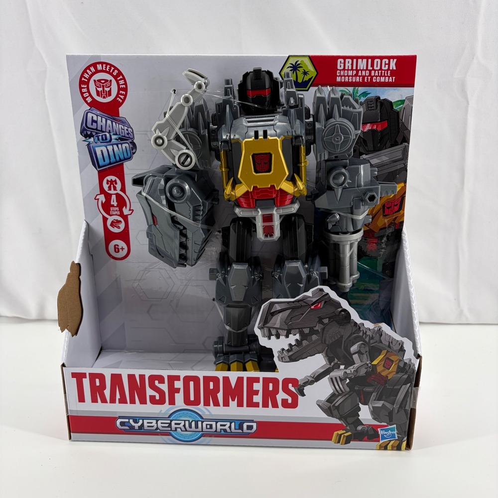 Hasbro Transformers Cyberworld Grimlock Chomp and Battle Action Figure Grey Gold